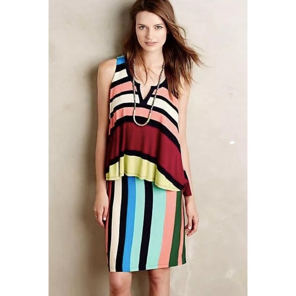 Anthropologie Maeve Davina Dress in Multicolor Stripes Women's Size XS - Picture 1 of 9